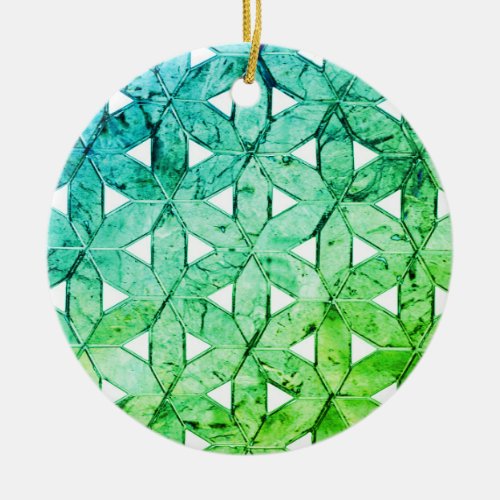 Aquamarine green Mosaic  flower of life Ceramic Ornament