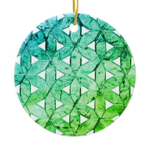 Aquamarine green Mosaic | flower of life Ceramic Ornament