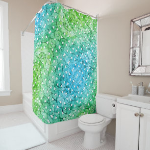 Aquamarine green Mosaic flower of life Shower Curtain