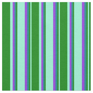 Aquamarine, Green, Teal & Purple Stripes Pattern Fabric