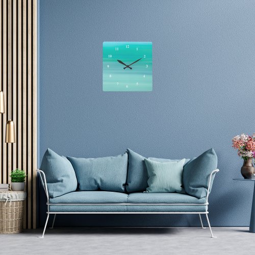 Aquamarine green turquoise square wall clock