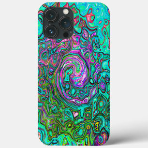 Aquamarine Groovy Abstract Retro Liquid Swirl iPhone 13 Pro Max Case