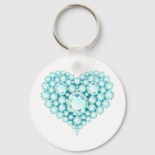 Aquamarine Heart Gems Keychain