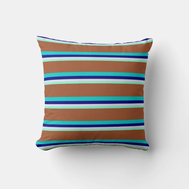 Aquamarine, Lavender, Blue, Dark Turquoise, Sienna Throw Pillow (Front)