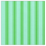 [ Thumbnail: Aquamarine & Lime Green Lined/Striped Pattern Fabric ]