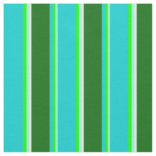 Aquamarine, Lime, Turquoise, Green & Mint Cream Fabric
