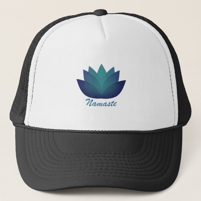 Aquamarine Lotus  Namaste Trucker Hat (Front)