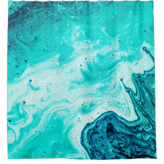 Aquamarine luxury art in Eastern style. Natural Pa Shower Curtain