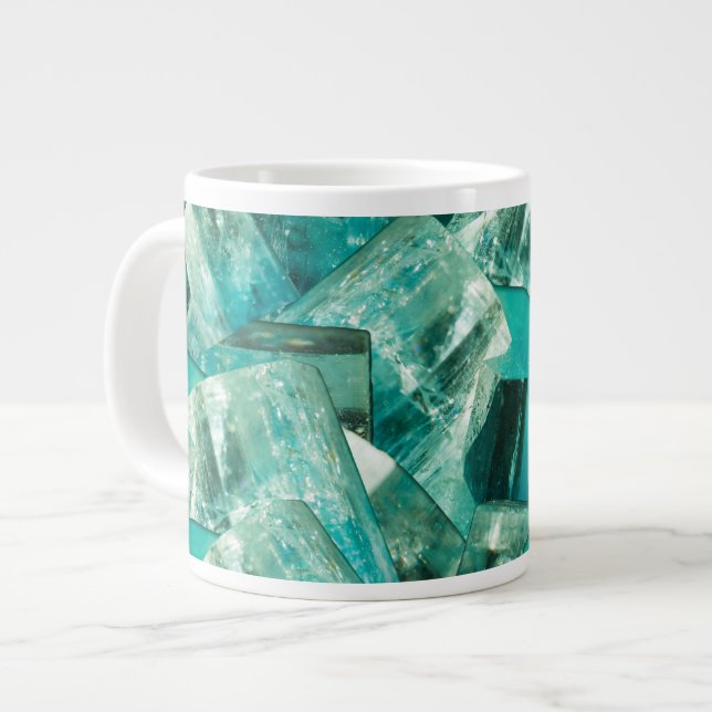 Aquamarine March Birthstone Blue Green Crystal Gem Giant Coffee Mug (Front Left)