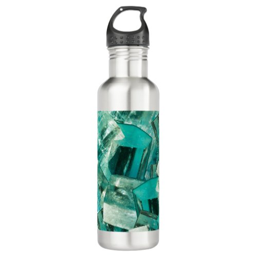 Aquamarine March Birthstone Blue Green Crystal Gem Stainless Steel Water Bottle