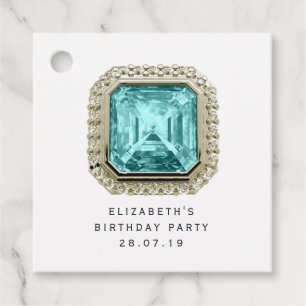 Aquamarine March Birthstone Favor Tags