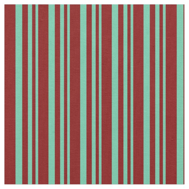 Aquamarine & Maroon Stripes/Lines Pattern Fabric (Close Up)