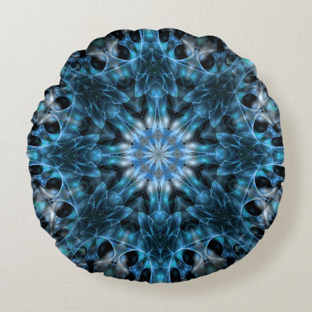 Aquamarine Meditation Round Pillow (Front)