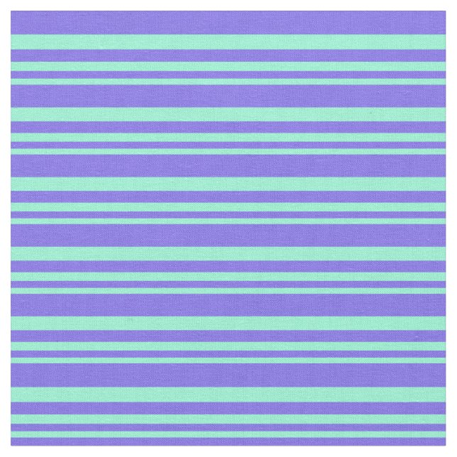 Aquamarine & Medium Slate Blue Lines Fabric (Close Up)