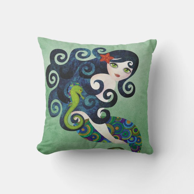 Aquamarine Mermaid American MoJo Pillow (Front)