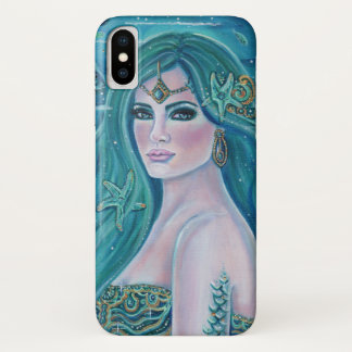 Aquamarine mermaid art by Renee Lavoie iPhone X Case
