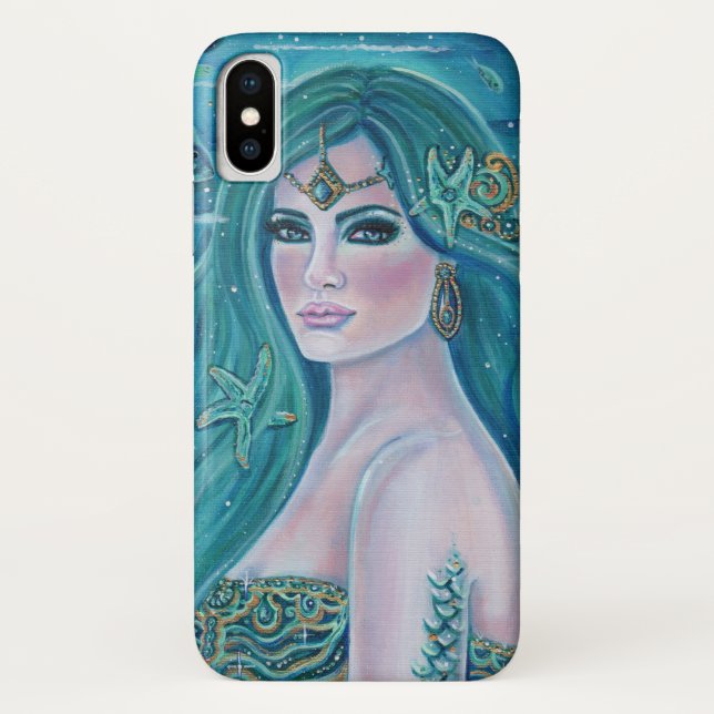 Aquamarine mermaid art by Renee Lavoie Case-Mate iPhone Case (Back)