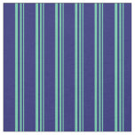 [ Thumbnail: Aquamarine & Midnight Blue Stripes/Lines Pattern Fabric ]