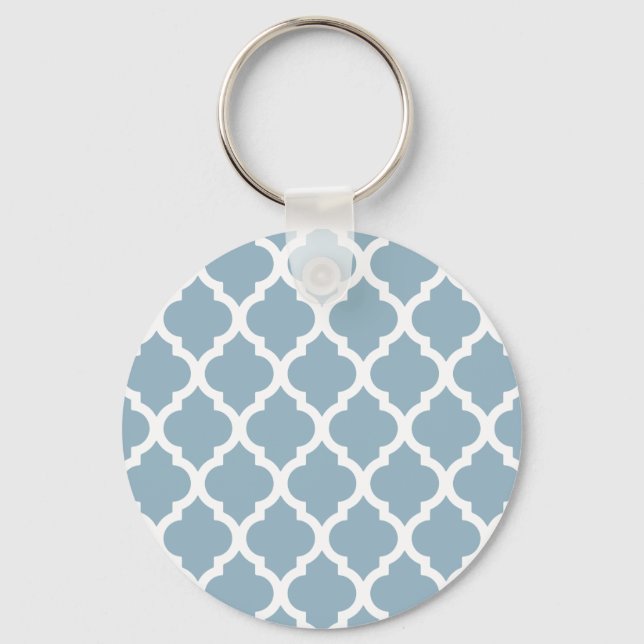 Aquamarine Moroccan Tile Trellis Keychain (Front)