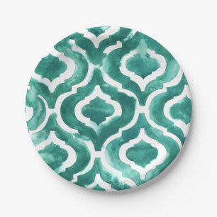 Aquamarine Motif IV Paper Plates