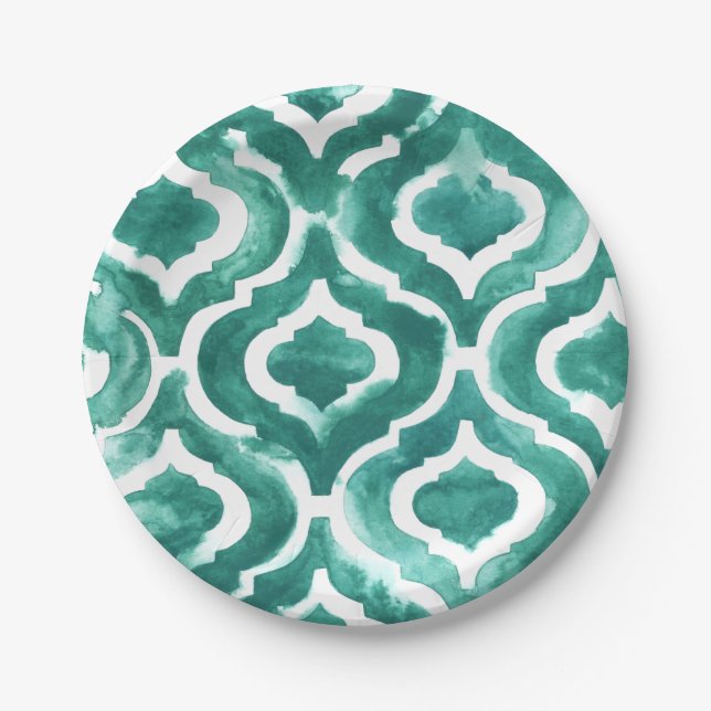 Aquamarine Motif IV Paper Plates (Front)
