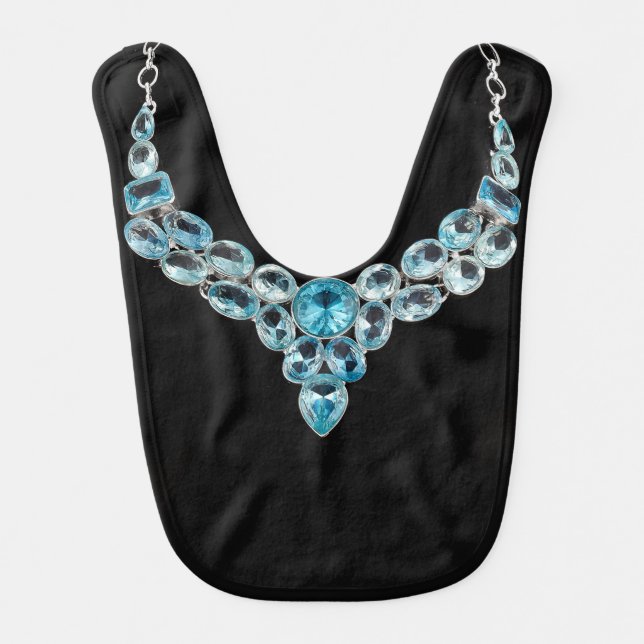 Aquamarine Necklace March Birthstone Baby Bib (Front)