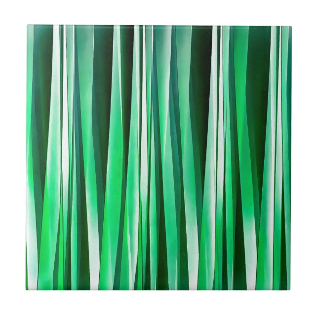 Aquamarine Ocean Stripy Pattern Tile (Front)