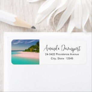 Aquamarine Ocean Tropical Beach Scenic Address Label