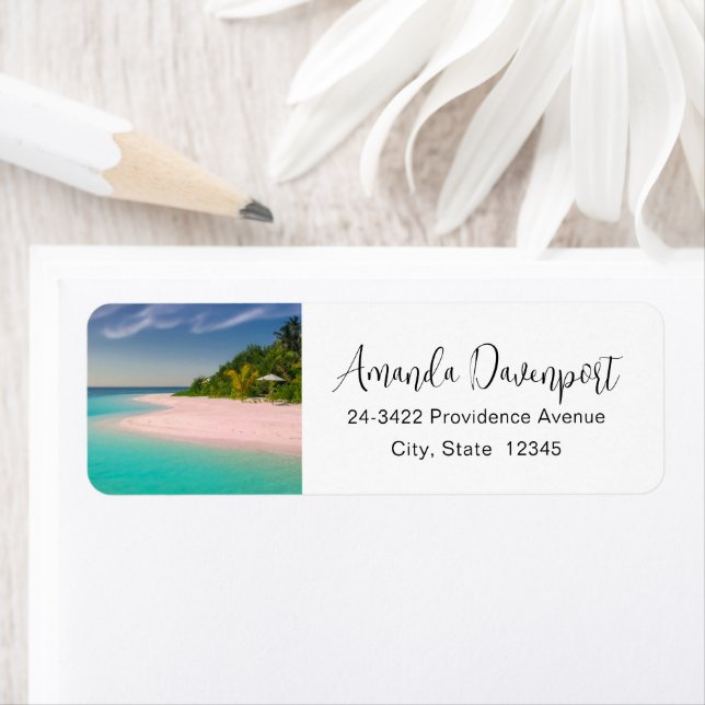 Aquamarine Ocean Tropical Beach Scenic Address Label (Insitu)