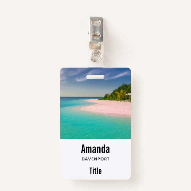 Aquamarine Ocean Tropical Beach Scenic Badge (Front with Clip)