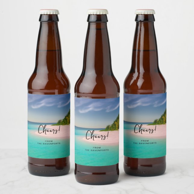 Aquamarine Ocean Tropical Beach Scenic Beer Bottle Label (Bottles)