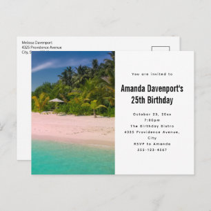 Aquamarine Ocean Tropical Beach Scenic Birthday Invitation Postcard