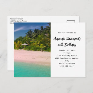 Aquamarine Ocean Tropical Beach Scenic Birthday Invitation Postcard