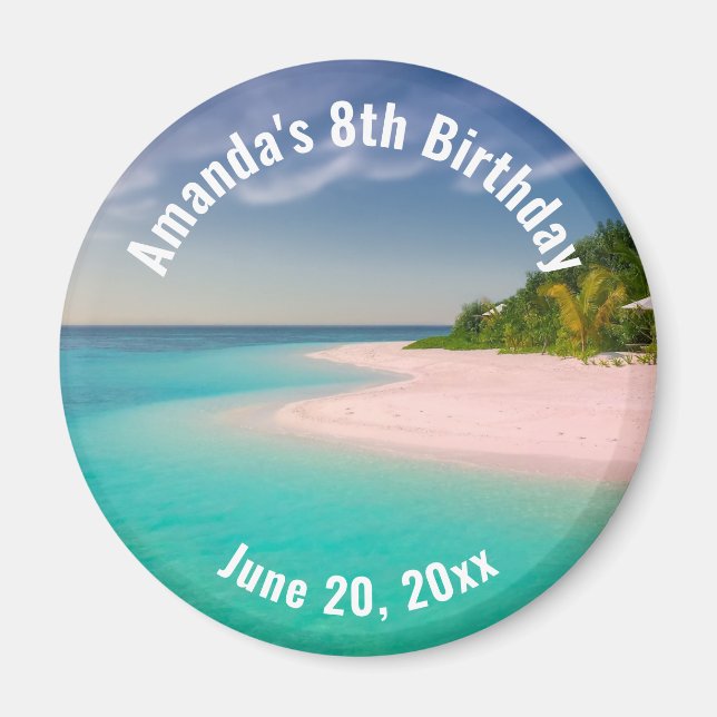 Aquamarine Ocean Tropical Beach Scenic Birthday Magnet