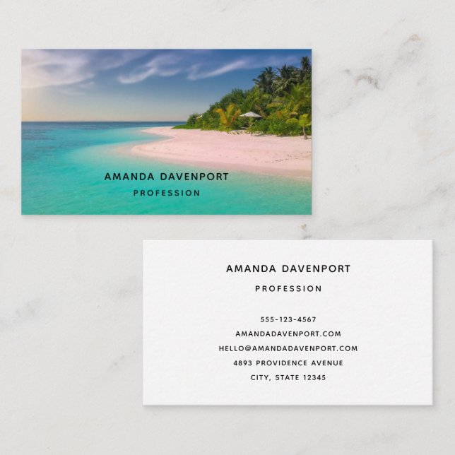 Aquamarine Ocean Tropical Beach Scenic Business Card (Front/Back)