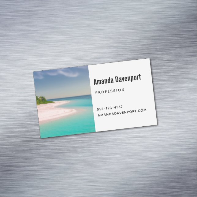 Aquamarine Ocean Tropical Beach Scenic Business Card Magnet (In Situ)