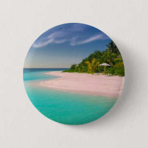 Aquamarine Ocean Tropical Beach Scenic Button