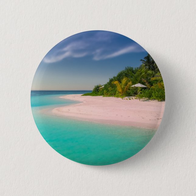 Aquamarine Ocean Tropical Beach Scenic Button (Front)
