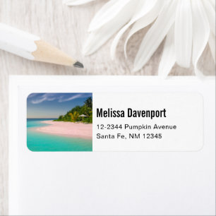 Aquamarine Ocean Tropical Beach Scenic Label