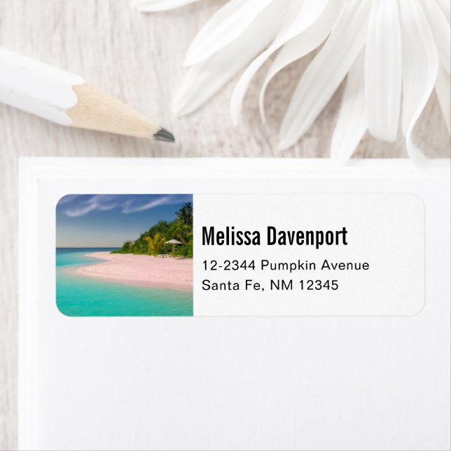 Aquamarine Ocean Tropical Beach Scenic Label (Insitu)