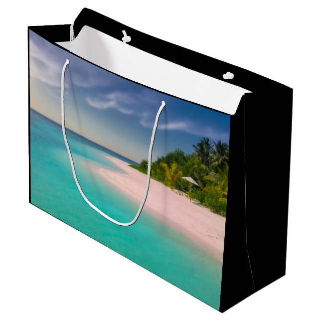 Aquamarine Ocean Tropical Beach Scenic Large Gift Bag (Front Angled)