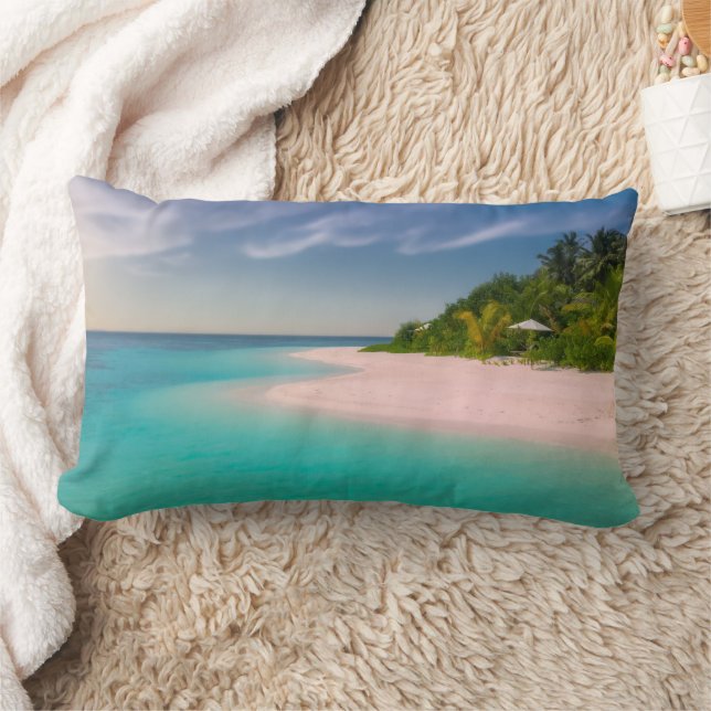 Aquamarine Ocean Tropical Beach Scenic Lumbar Pillow (Blanket)
