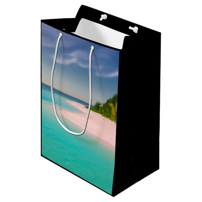Aquamarine Ocean Tropical Beach Scenic Medium Gift Bag (Front Angled)