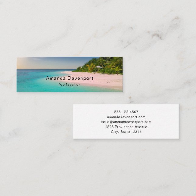 Aquamarine Ocean Tropical Beach Scenic Mini Business Card (Front/Back)