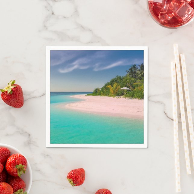 Aquamarine Ocean Tropical Beach Scenic Napkins (Insitu)