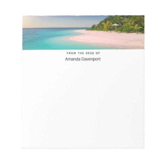 Aquamarine Ocean Tropical Beach Scenic Notepad (Front)