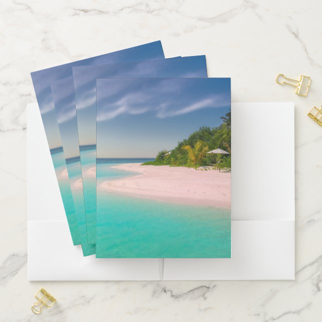 Aquamarine Ocean Tropical Beach Scenic Photo Pocket Folder (In Situ)