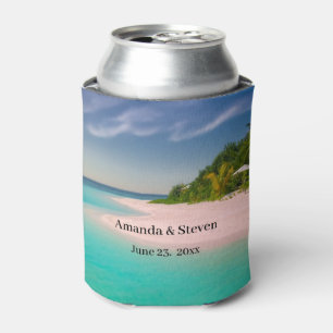 Aquamarine Ocean Tropical Beach Scenic Wedding Can Cooler