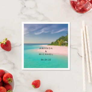 Aquamarine Ocean Tropical Beach Scenic Wedding Napkins