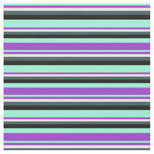 Aquamarine, Orchid, Mint Cream, Slate Gray & Black Fabric